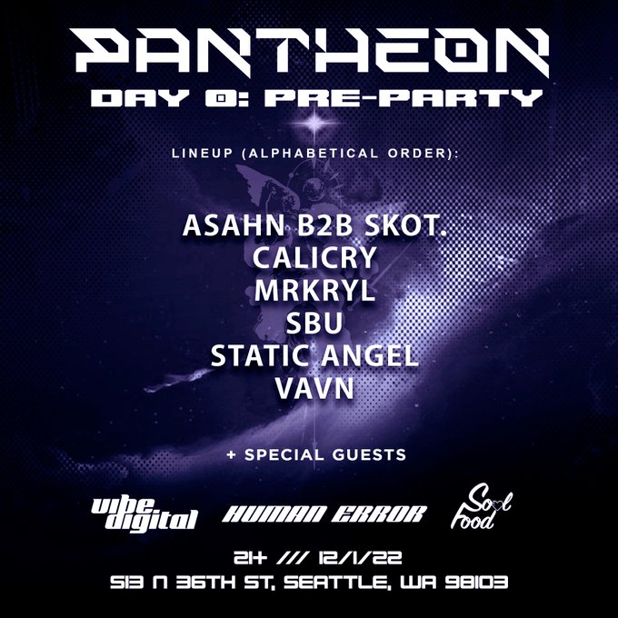 Pantheon 2022 wave music festival pre-party Day 0 flyer